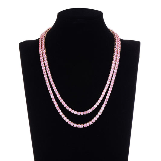 Pink crystal Cuban chain