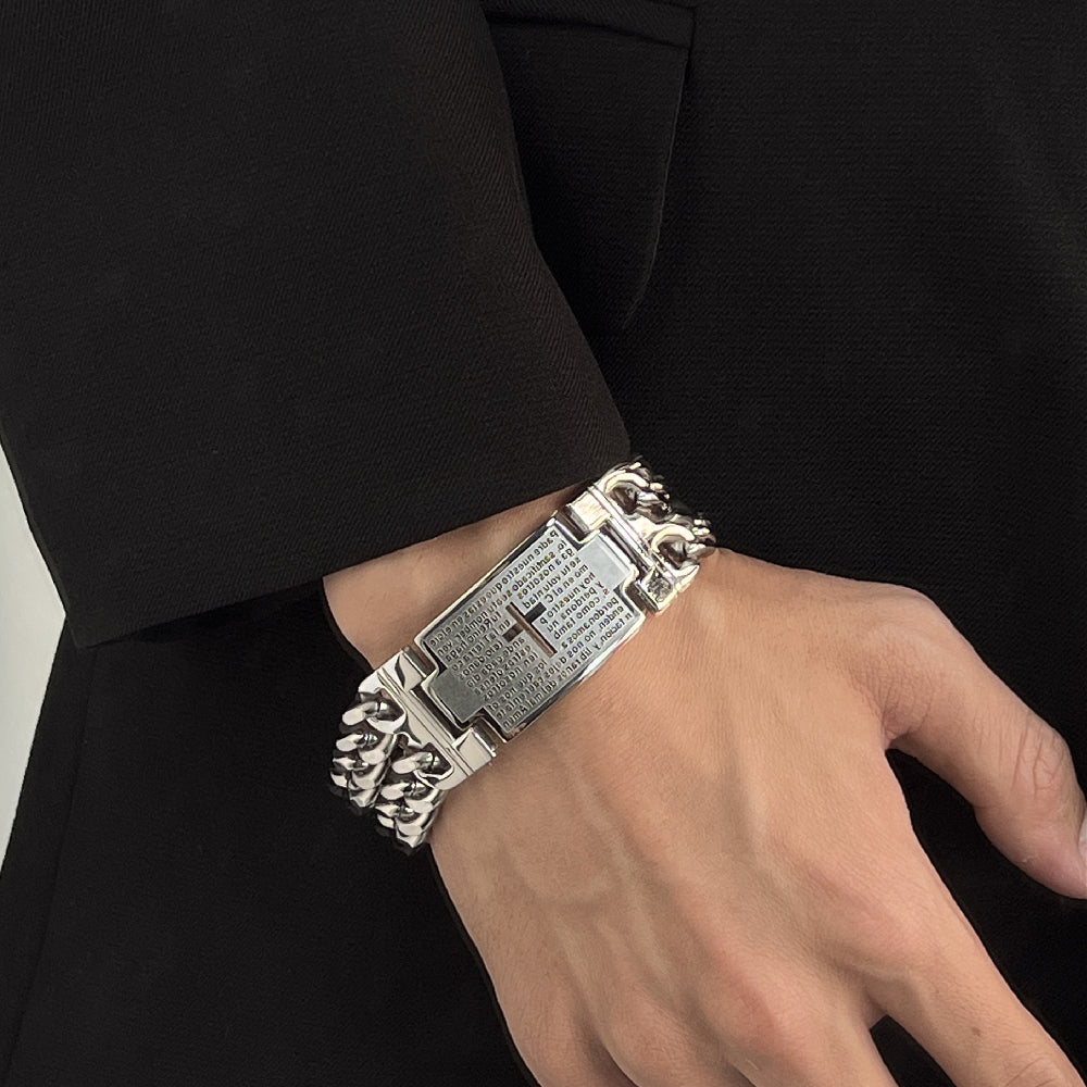 Cuban interlock Cross bracelet 