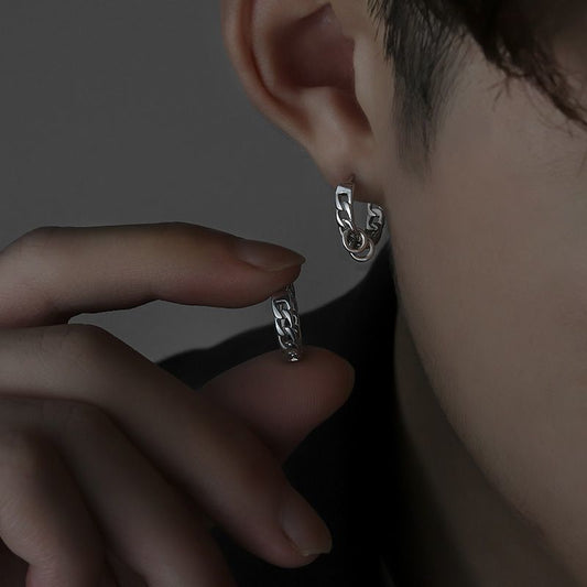 Cuban interlink ear studs