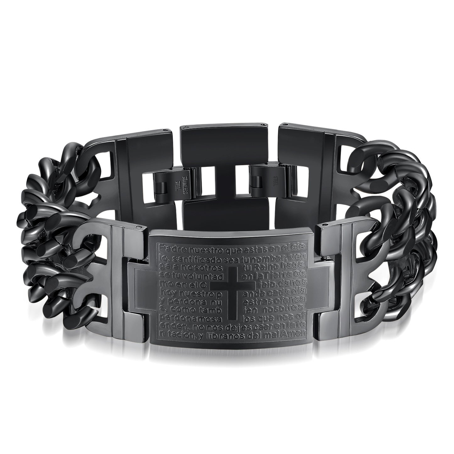 Black Cuban interlock Cross bracelet