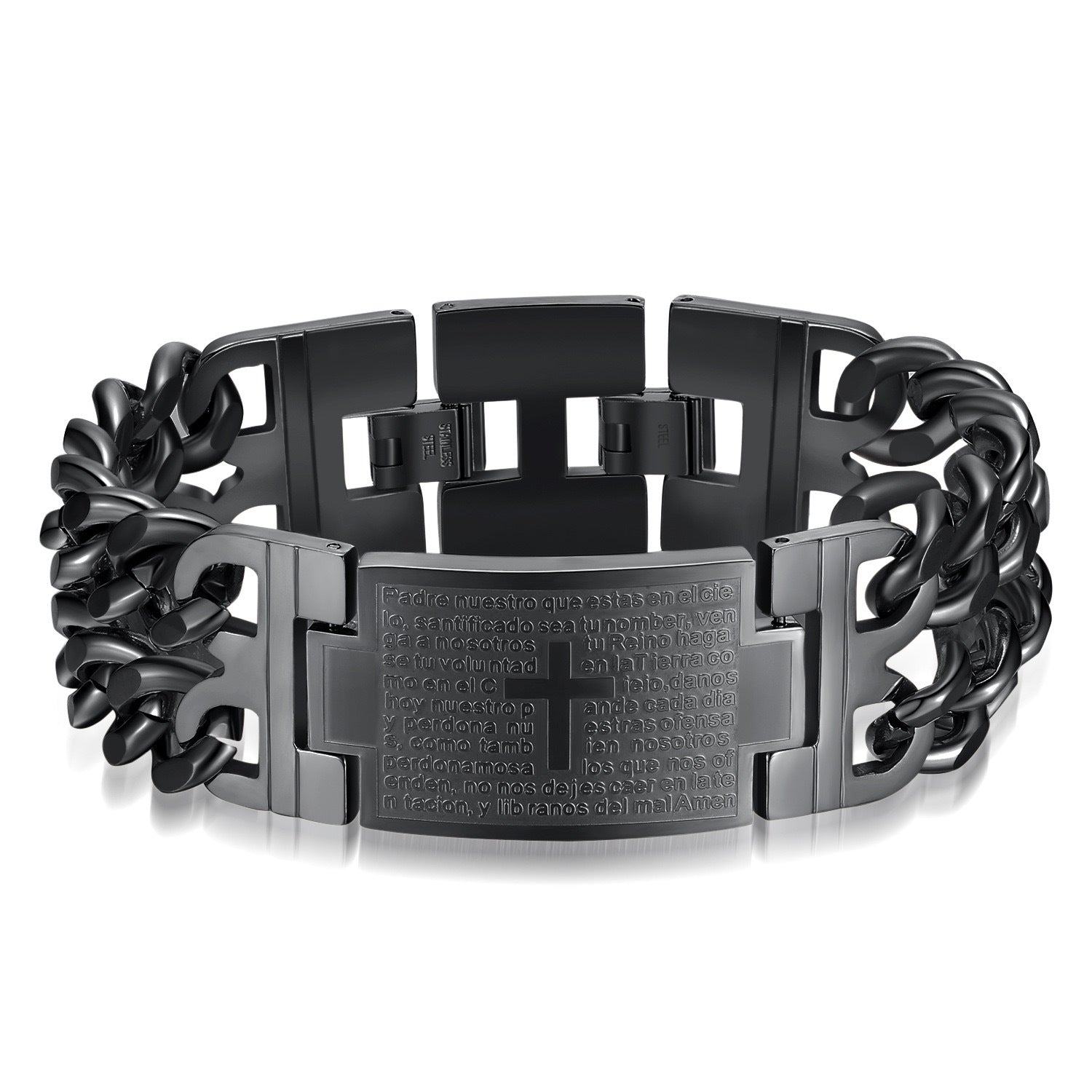 Black Cuban interlock Cross bracelet