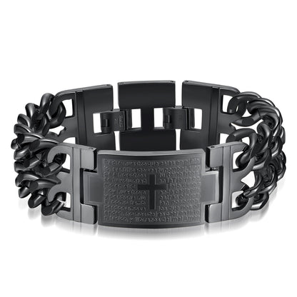 Black Cuban interlock Cross bracelet