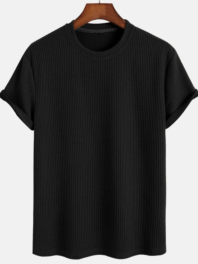 Black loose round neck t-shirt