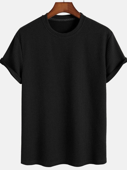 Black loose round neck t-shirt