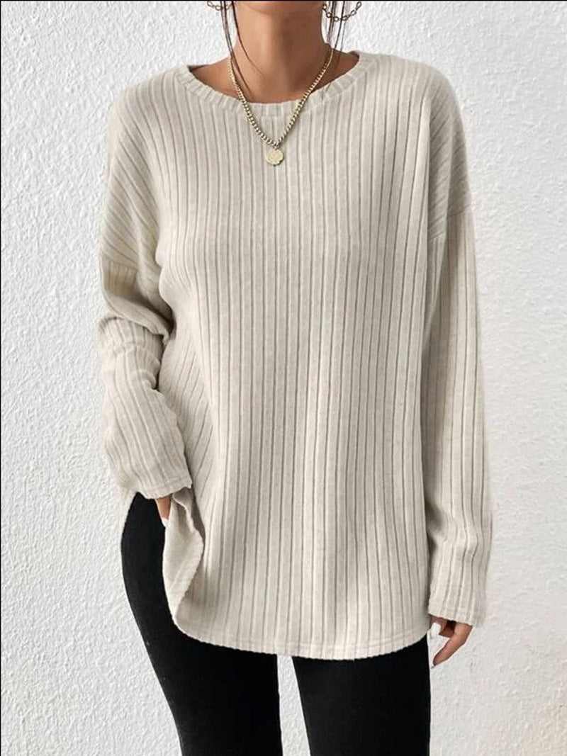 Beige loose round neck sweater