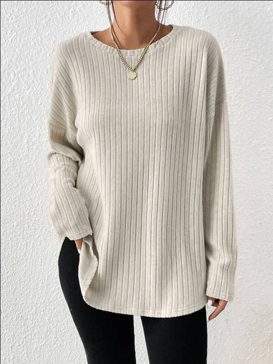Beige loose round neck sweater