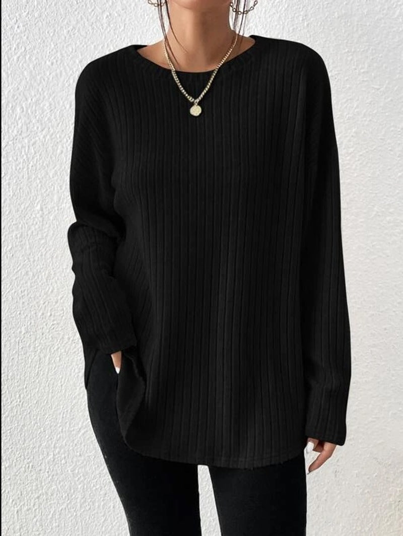 Black loose round neck sweater