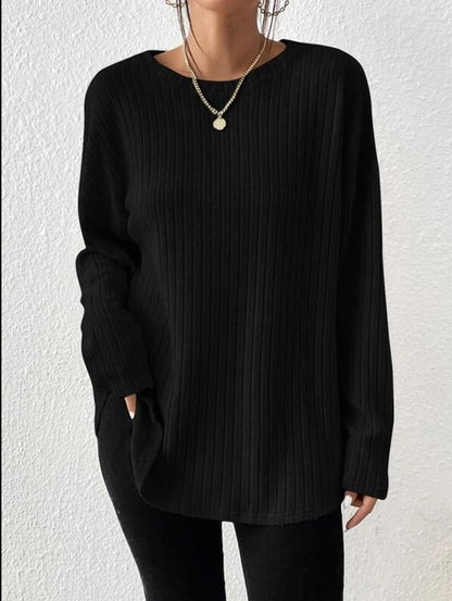 Black loose round neck sweater