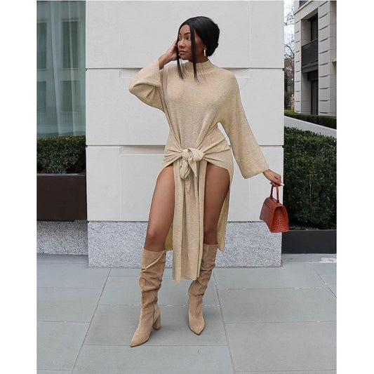 Beige mid waist dress