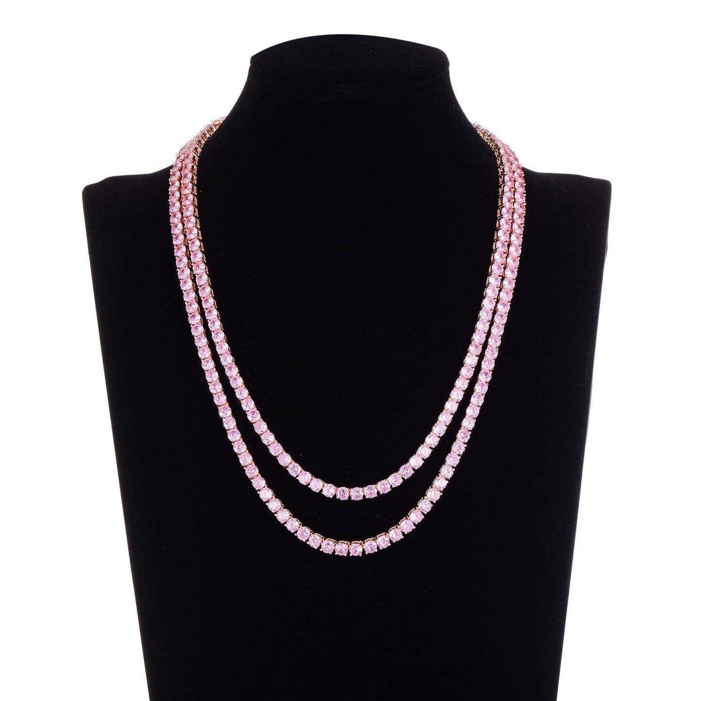 Pink crystal Cuban chain