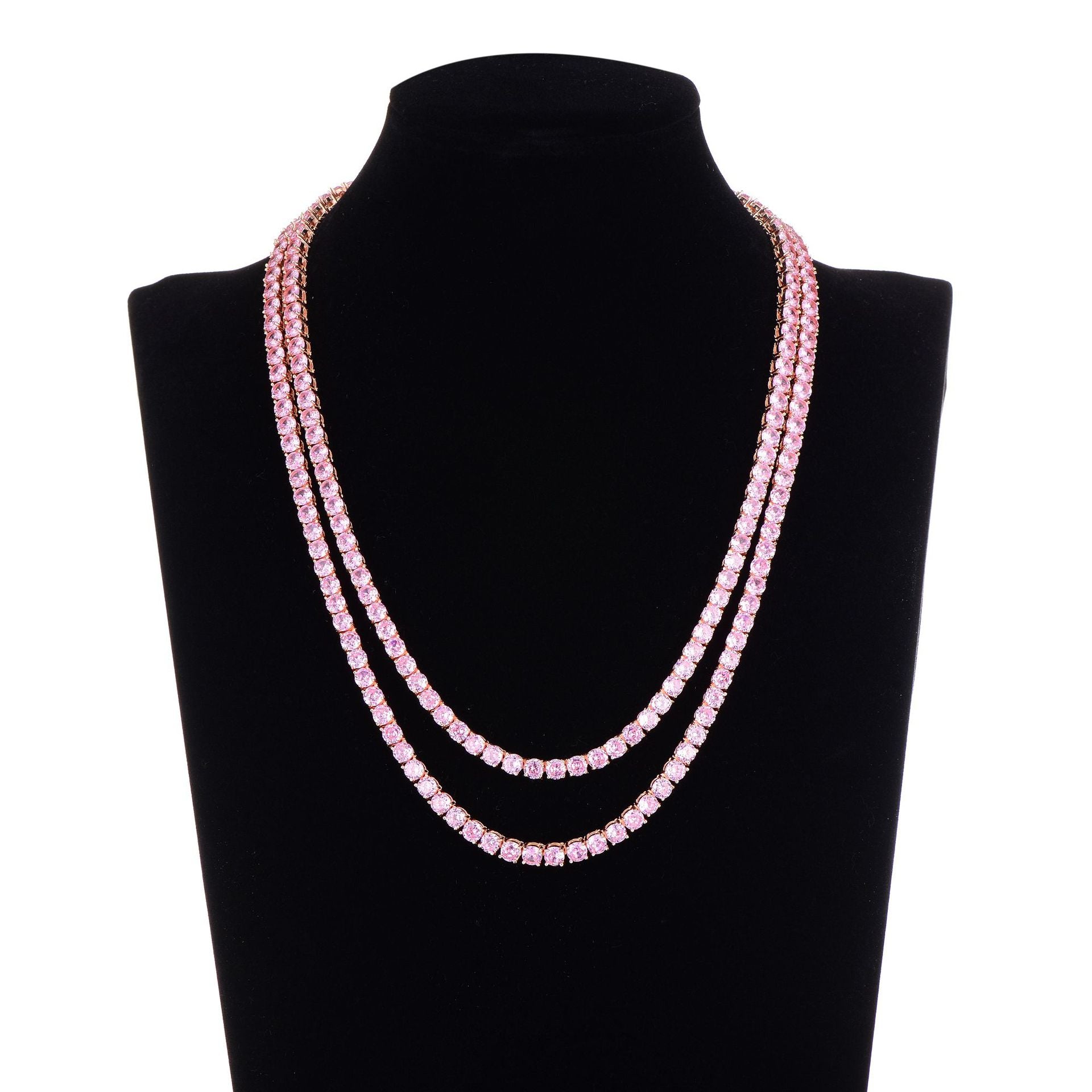 Pink crystal Cuban chain