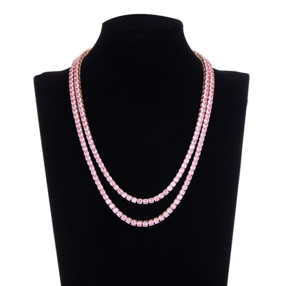 Pink crystal Cuban chain