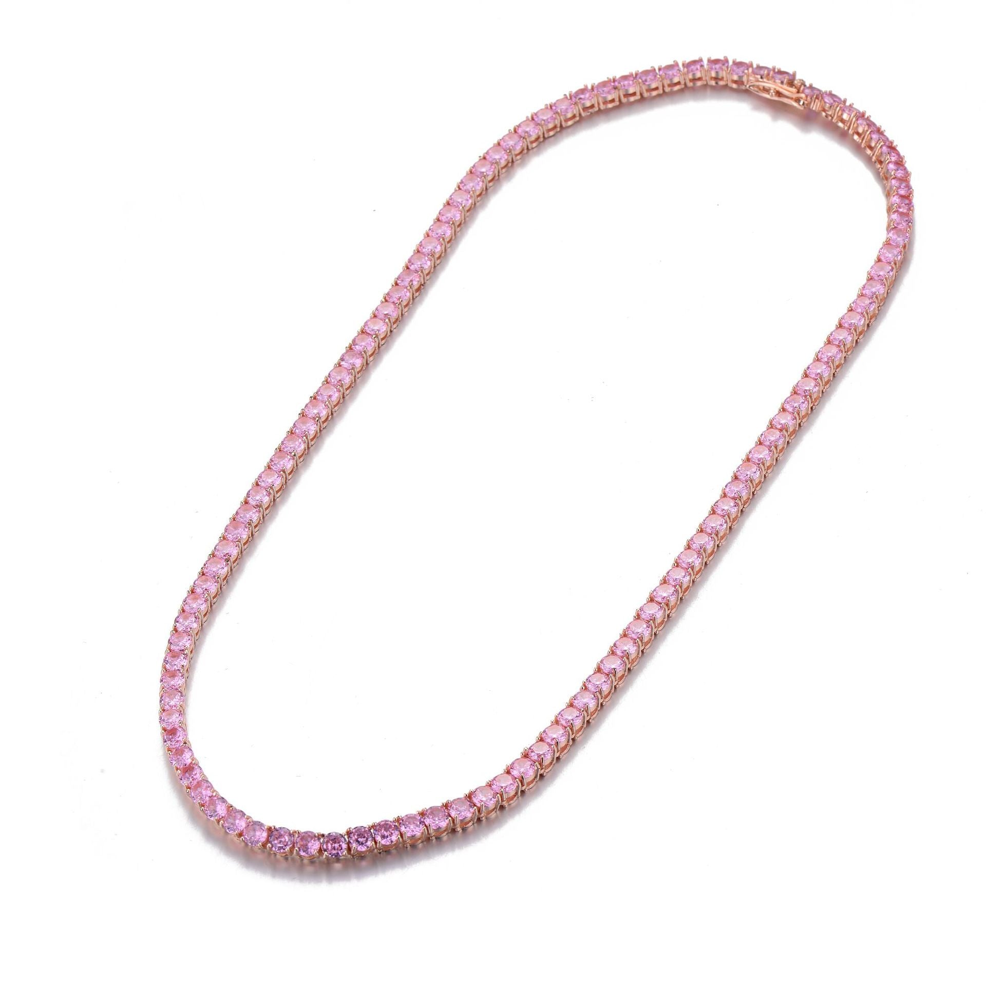 Pink crystal Cuban necklace